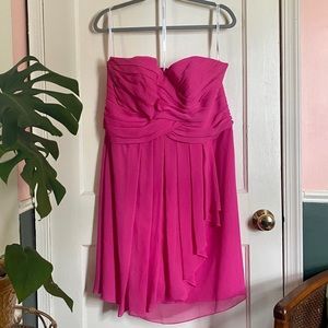 David’s Bridal Size 18 Chiffon Strapless Mini Party Dress in Begonia Hot Pink